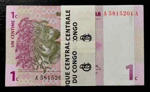 CONGO DR. 1 CENT P-80 1997 x 20 Pcs Lot Bundle VOLCANO UNC TEA ZAIRE PACK NOTE - Picture 1 of 4