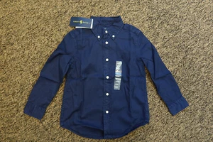 New Ralph Lauren Boy's Long Sleeve Button Down Shirt - Size 4 / 4T - Navy Blue - Picture 1 of 3