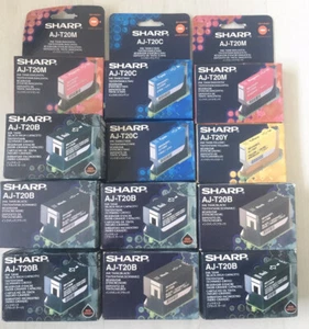 GENUINE SHARP AJ-T20B AJ-T20C AJ-T20M AJ-T20Y INK CARTRIDGE JOBLOT X 12 - Picture 1 of 5