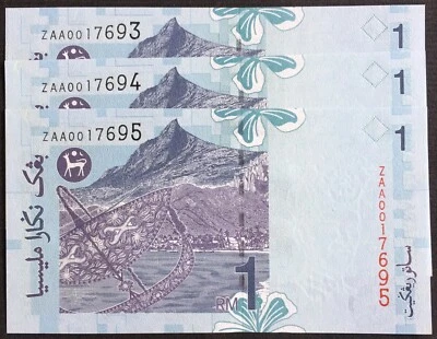 Rm 1 Zeti ZAA 0017693 - 695 3 Pcs R/N Unc - Image 1 of 2