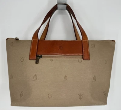 Bolso Cartera Herradura Ecuestre Cuero Marrón Pátina Lona Recubierta El Caballo De Colección Foto 1 de 4