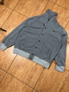 FRED PERRY Cardigan Jumper Sweater Gray Cotton Size 2XL Womens Girls - Picture 1 of 15