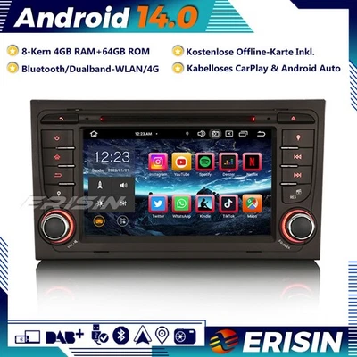 64GB DSP Android 14 Autoradio GPS DAB+ CarPlay CD AUDI A4 S4 RS4 RNS-E SEAT EXEO - Bild 1 von 4