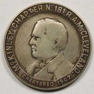 Medallón Masónico de Plata de Ley McKinley Capítulo No. 181 R.A.M. Cleveland - Imagen 1 de 2