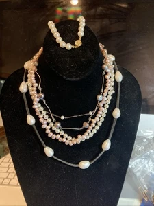Surtido de collares de joyas de perlas reales e sintéticas algunos esterlinos B154 - Imagen 1 de 7