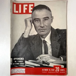 Life Magazine October 10 1949 Oppenheimer Atomic Bomb Energy Marilyn Monroe - Imagen 1 de 11