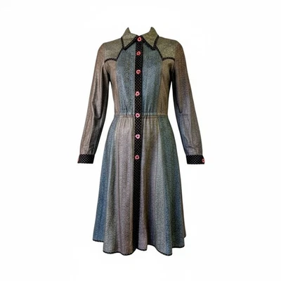 Vintage Western Leather Dress By JOHN SERFINO XS-S Floral Retro Steampunk coat - Image 1 of 4