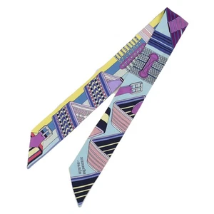 Hermes Twilly Zigzag Sangle SANGLES EN ZIGZAG Light Blue Water Purple Yellow - Picture 1 of 10
