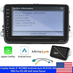 Rear USB 8" NONAME RCD330 RCD880 Radio Carplay Android Auto For VW Golf Jetta US - Picture 1 of 20
