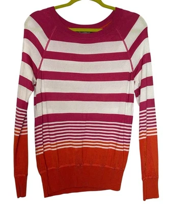 Tommy Bahama Mujer Talla Pequeña Suéter Fino Rayas Rosa Blanco Naranja Foto 1 de 4