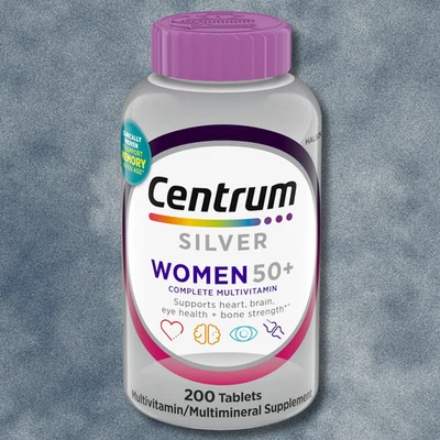 Centrum Silver Feminino 50 Plus Vitaminas, Suplemento Multivitamínico, 200 unidades - Imagem 1 de 4