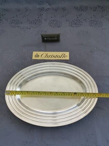 Christofle ondulation luc lanel grand plat Art déco en métal argenté 40x28cm - Foto 1 di 8