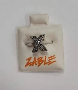 New Italian Zable Charm “X with Crystals” 1/2’ wide 1/4' Hole Perfect Fancy Gift - Picture 1 of 6