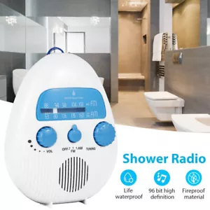 FM/AM Mini Shower Radio Bathroom Waterproof Hanging Music Speaker - Picture 1 of 9
