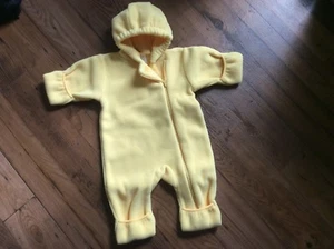 Lands End Baby yellow toddler Kids Winter One piece Hoodie front zip Thermal - Picture 1 of 6