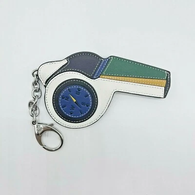$185 MCM White/Green Leather Black Visetos Whistle Charm Key Ring MZZ9AMM08WT001 - Image 1 of 4