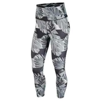 Женские укороченные беговые колготки Nike Dry CJ2162-010 черные с ботаническим принтом новые маленькие - Изображение 1 из 4