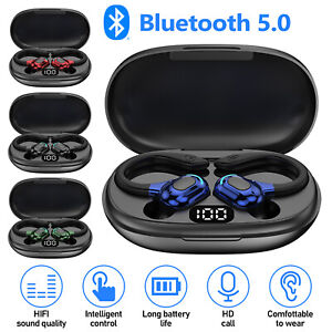 5.0 Bluetooth Headset TWS Wireless Earphones Earbuds Stereo Headphones Ear Hook