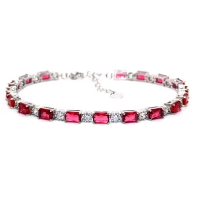 Women octagon Ruby And CZ Diamond Tennis Bracelet for wedding valentine gift - Image 1 of 4