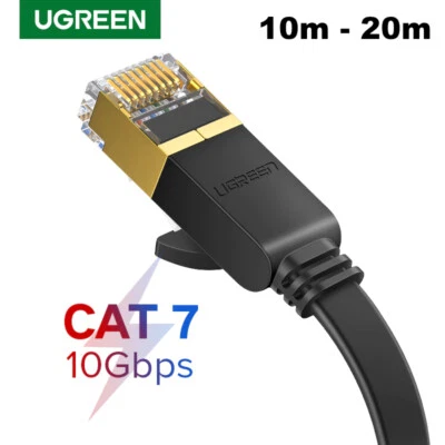 Ugreen Cat7 Ethernet Flat Cable RJ45 Gigabit Lan Network Patch Cord. 10m - 20m - Image 1 of 4