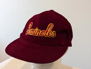 Vintage 90s Florida State Seminoles FSU Hat Sports Script Corduroy Snapback - Picture 1 of 12