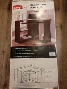 Staples Easy 2 Go Student Computer Compact Corner Desk- Brown - Easy To Assemble - Picture 1 of 11