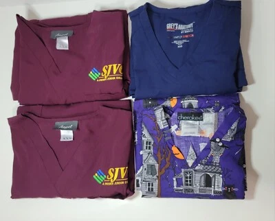 Womens Medical Uniform Workwear Short Sleeves XXS Grey's Anatomy SJVC Set Of 4 - Image 1 of 4