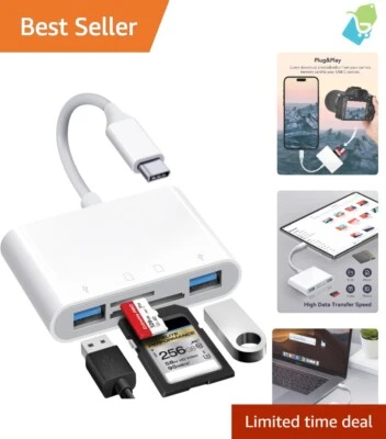 Multi-Functional USB C SD Card Reader for Seamless Connectivity Across Devices - Image 1 of 4