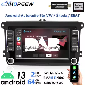 DAB+ 2+64G Carplay Android Radio Für VW Golf 5 6 Polo 6R Touran Passat Navi WIFI - Bild 1 von 14