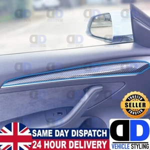 ✅ Cubiertas de puerta de fibra de carbono brillante Tesla Model 3 Y 2020-2023 parte de borde interior ✅ - Imagen 1 de 9