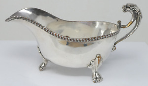 Antique Georgian Sauce Boat Lion Figure Handle Old Sheffield Plate Silver Plated