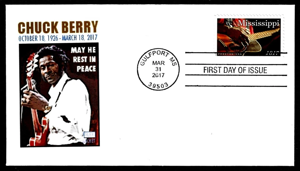 USA, SCOTT # 5190, GLEN FDC COVER - MISSISSIPPI, GUITARIST CHUCK BERRY YEAR 2017 - Image 1 of 1