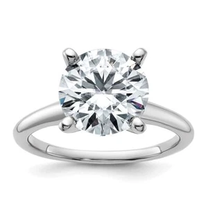 14k White Gold 3 5/8ct. Round Lab-Created Moissanite Solitaire Ring Size 10 - Picture 1 of 9