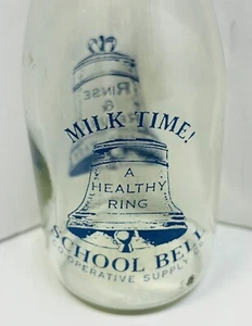Vintage Milk Time School Bell Co-operative Supply Milk Bottle 189 ml British - Picture 1 of 6