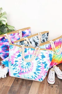 Tie Dye Tote Bag, Fun Travel or Everyday Carry Bag, Beach Bag, Color Options - Picture 1 of 10