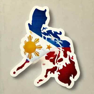 PHILLIPINES 2x Autocollant Adhésif Carte Vinyle Sticker Drapeau Voiture - Picture 1 of 1