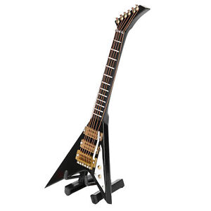 Electric Guitar Model Black Mini Musical Instruments Collection Decor 14cm Qua