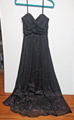 B. Darlin Black Bling Sequins Evening Dress Womens Size 11/12 Long Formal PRETTY - Imagem 1 de 4