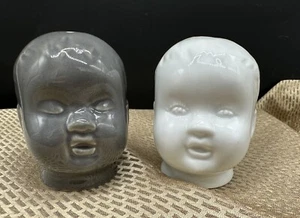 Accoutrements Baby Heads Salt & Pepper Shakers Gray White EUC - Picture 1 of 6