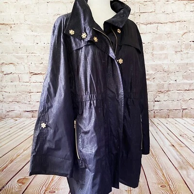 Chaqueta cortavientos Alfani para mujer de longitud media con capucha talla XL negra Foto 1 de 4