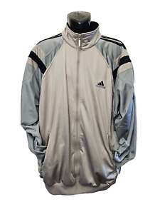 ADIDAS grey tracksuit top jacket size XL vintage vtg 3 stripes