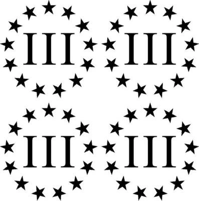 Paquete de 4 calcomanías de vinilo de 2,5 pulgadas con logotipo de 13 colonias porcentro varios colores y tamaños Foto 1 de 4