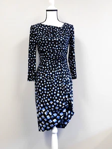 White House Black Market Women's Dress Black with blue/white blocks Size 2 Lined - Picture 1 of 6