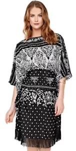 NUEVO CON ETIQUETAS $330 Gottex Negro Estrella-Fama Caftán Flecos Traje de Baño Encubrimiento Vestido Para Mujer S - Imagen 1 de 12