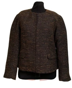 Coldwater Creek Black Brown Variegated Blazer Jacket-Zip Close-Poly Blend-PM - Bild 1 von 9