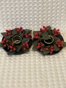 2 Vintage Christmas Taper Candle zholder W/ Poinsettia 3.5” - Bild 1 von 1