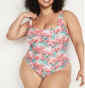 Old Navy wattierter Badeanzug Flamingo-Druck quadratischer Ausschnitt Größe 2X - Bild 1 von 6