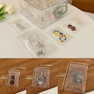 60-Pack Clear Blue PVC Jewelry Bags – Self‑Seal Anti‑Oxidation Pouches, 3 Sizes - Picture 1 of 10