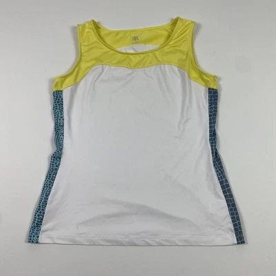 Camiseta sin mangas atlética sin mangas amarilla blanca azul para mujer Foto 1 de 4