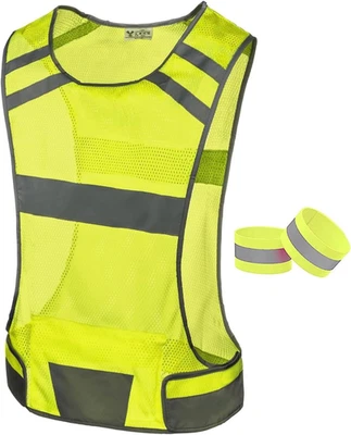 Reflective Running Vest for Women & Men,High Visibility Reflector Vest with 2 Ba - Image 1 of 4